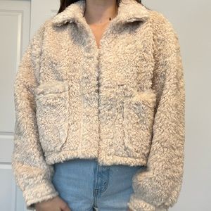 Abercrombie & Fitch Cropped Sherpa Shirt Jacket